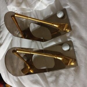 Golf Club & Ball Brass Bookends